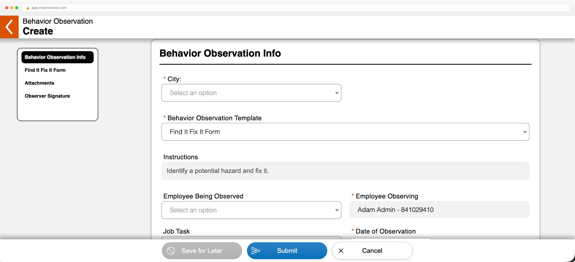 Behavior Observation